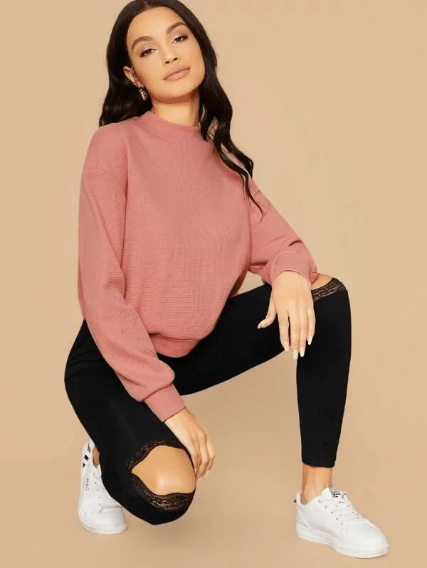 Blusa de manga comprida rosa